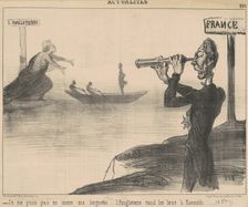 Je ne puis en croire ma lorgnette.... l'Angleterre tend les bras à Kossuth!....., 19th century. Creator: Honore Daumier