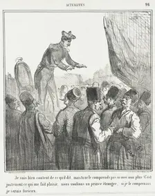 Je suis bien content de ce qui'l dit, mais tu ne le comprends pas ni moi non plus! C'est..., 1866. Creator: Cham