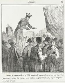 Je suis bien content de ce qui'l dit, mais tu ne le comprends pas ni moi non plus! C'est..., 1866. Creator: Cham