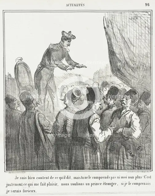 Je suis bien content de ce qui'l dit, mais tu ne le comprends pas ni moi non plus! C'est..., 1866. Creator: Cham.