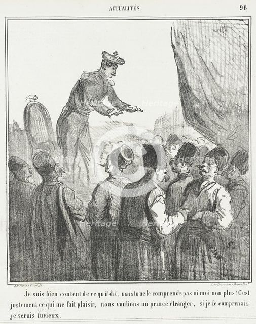 Je suis bien content de ce qui'l dit, mais tu ne le comprends pas ni moi non plus! C'est..., 1866. Creator: Cham.