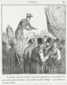 Je suis bien content de ce qui'l dit, mais tu ne le comprends pas ni moi non plus! C'est..., 1866. Creator: Cham