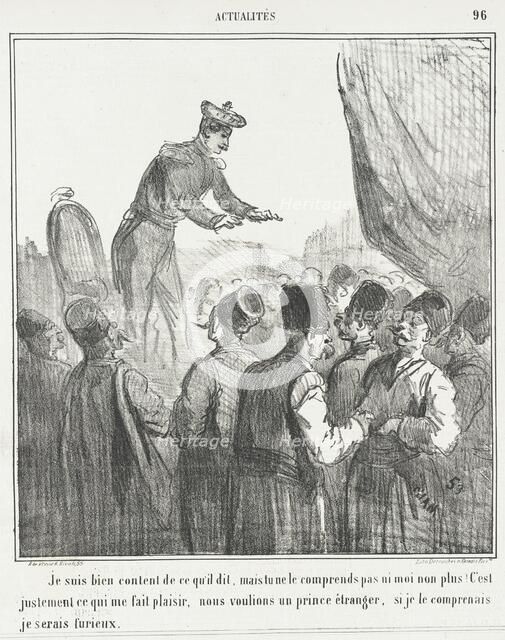 Je suis bien content de ce qui'l dit, mais tu ne le comprends pas ni moi non plus! C'est..., 1866. Creator: Cham.