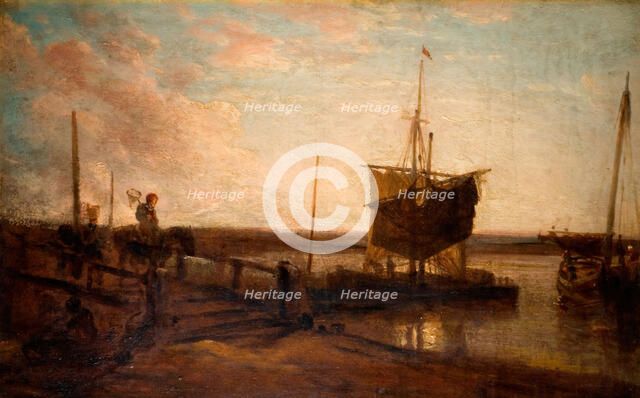 Jetty With Boats, 1800-50. Creator: Peter de Wint.