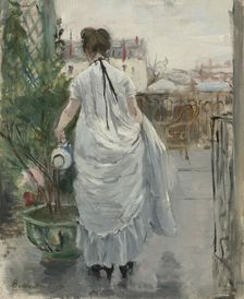 Jeune Femme arrosant un arbuste, 1876. Creator: Morisot, Berthe (1841-1895)
