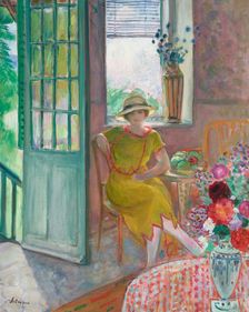 Jeune femme dans un intérieur fleuri, 1920-1923. Creator: Lebasque, Henri (1865-1937)