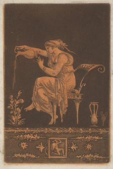 Jeune femme drapée, assise, arrosant une plante (Young draped woman, seated, watering ..., ca. 1784. Creator: Jean Jacques Lagrenee