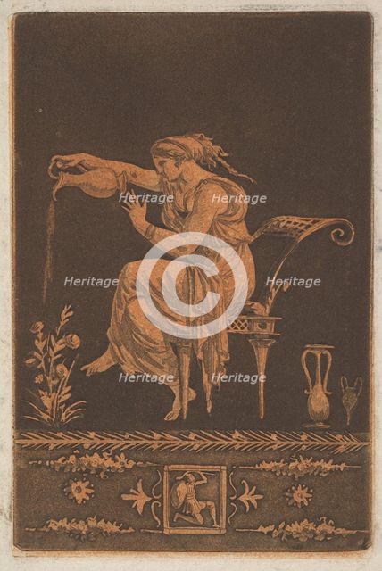 Jeune femme drapée, assise, arrosant une plante (Young draped woman, seated, watering ..., ca. 1784. Creator: Jean Jacques Lagrenee.