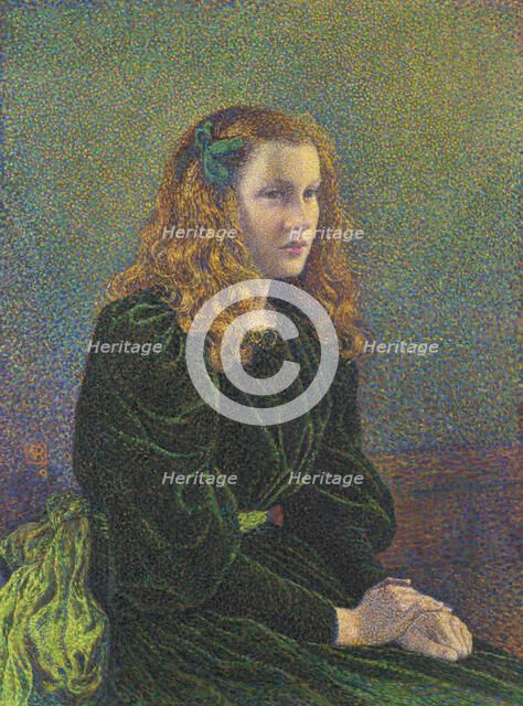Jeune femme en robe verte (Germaine Maréchal), 1893. Artist: Rysselberghe, Théo van (1862-1926)
