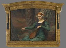 Jeune femme jouant de la mandore ou Solitude, 1910. Creator: Edgard Maxence