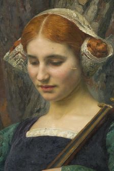 Jeune femme jouant de la mandore ou Solitude, 1910. Creator: Edgard Maxence