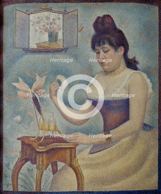 Jeune femme se poudrant (Young woman powdering herself), 1889-1890. Creator: Seurat, Georges Pierre (1859-1891).