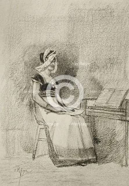 Jeune Fille au clavecin, 1872. Creator: Unknown.