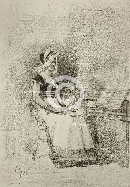 Jeune Fille au clavecin, 1872. Creator: Unknown.