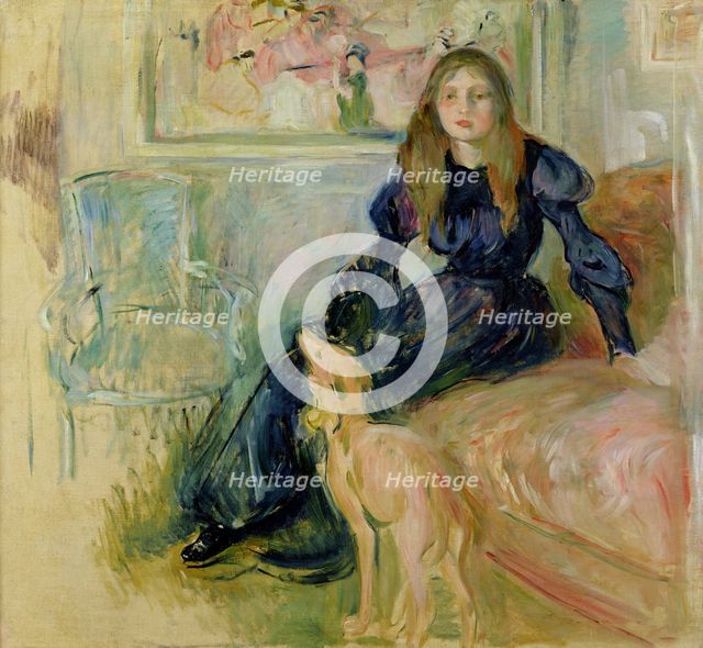Jeune fille au lévrier ou Julie Manet et sa levrette Laerte, 1893. Creator: Morisot, Berthe (1841-1895).