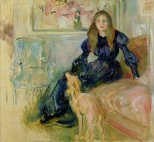 Jeune fille au lévrier ou Julie Manet et sa levrette Laerte, 1893. Creator: Morisot, Berthe (1841-1895)