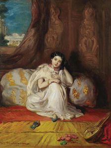 Jeune fille mauresque, assise dans un riche intérieur (Almée), 1853. Creator: Chassériau, Théodore (1819-1856)