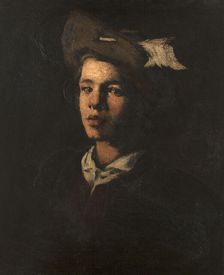 Jeune homme au chapeau, c.1870. Creator: Theodule Ribot