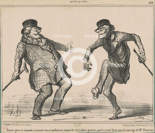 Jeunes gens de cinquante à soixante ans, se conduisant comme de véritables gamins ..., 19th century. Creator: Honore Daumier.