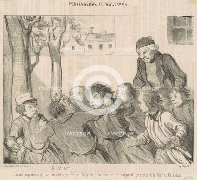 Jeunes imprudens qui se laiseent emporter ..., 19th century. Creator: Honore Daumier.