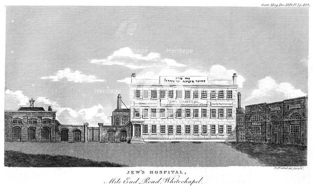 'Jew's Hospital, Mile End Road, Whitechapel', London, late 18th or early 19th century.Artist: Thomas Prattent