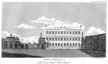 Jew's Hospital, Mile End Road, Whitechapel London, late 18th or early 19th century.Artist: Thomas Prattent