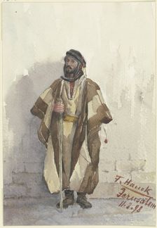Jew standing against a wall, 1898. Creator: Fritz Hauck