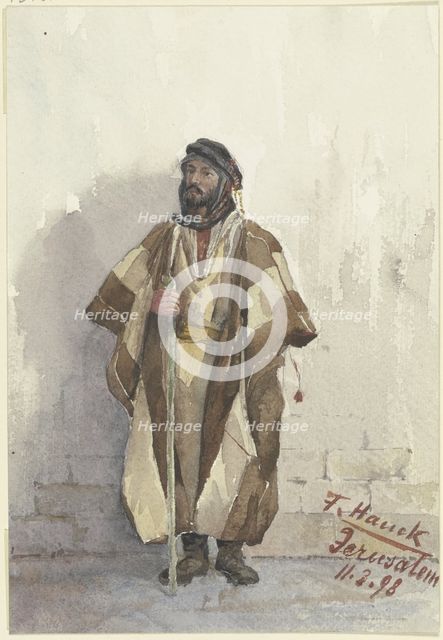 Jew standing against a wall, 1898. Creator: Fritz Hauck.