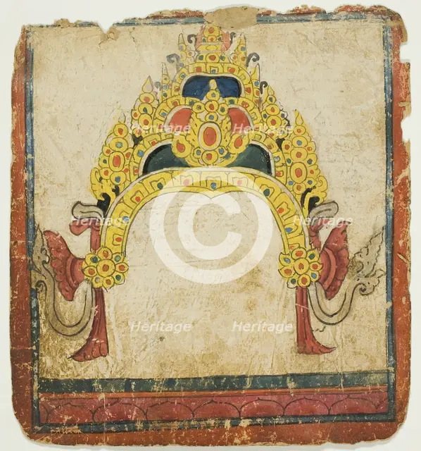 Jeweled Ritual Crown, from a Set of Initiation Cards (Tsakali), 14th/15th century. Creator: Unknown.
