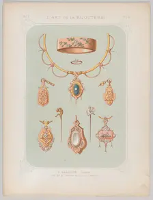 Jewelry Designs in Gold and Rose Gold, 1879. Creator: Jean François Barousse