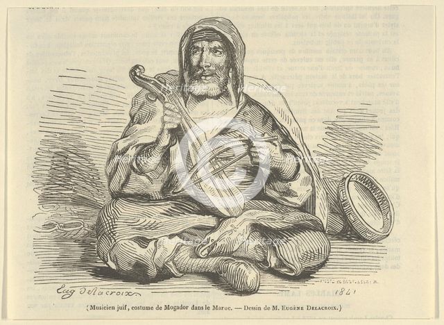 Jewish Musician in Mogador Costume, Morocco, 1842., 1842. Creator: Eugene Delacroix.
