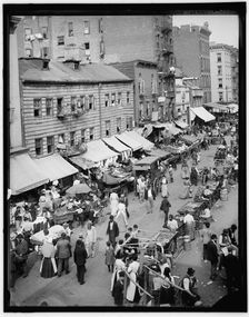 Jewish market on the East Side, New York, N.Y., between 1890 and 1901. Creator: Unknown