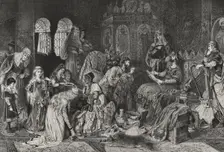 Jewish merchant showing his jewellery to the Prince of Thuringia at Wartburg Castle, 1878. Creator: Unknown