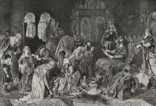 Jewish merchant showing his jewellery to the Prince of Thuringia at Wartburg Castle, 1878. Creator: Unknown
