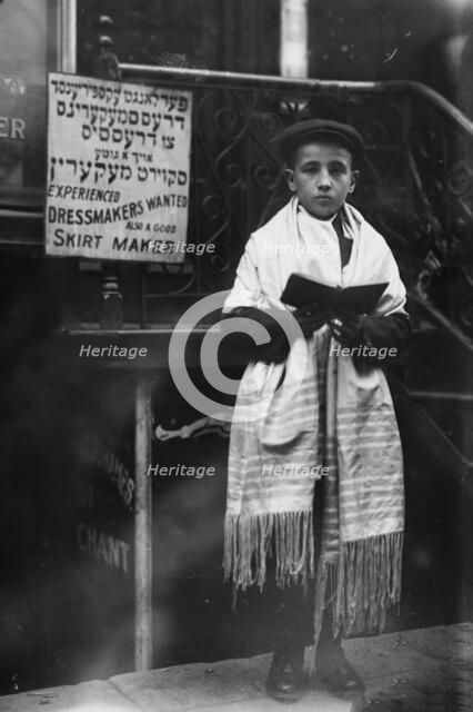 Jew[ish] New Year - boy in prayer shawl, 1911. Creator: Bain News Service.