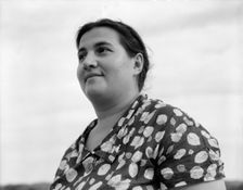 Jewish-American farm mother, Mrs. Cohen, wife of the farm manager, Hightstown, New Jersey, 1936. Creator: Dorothea Lange