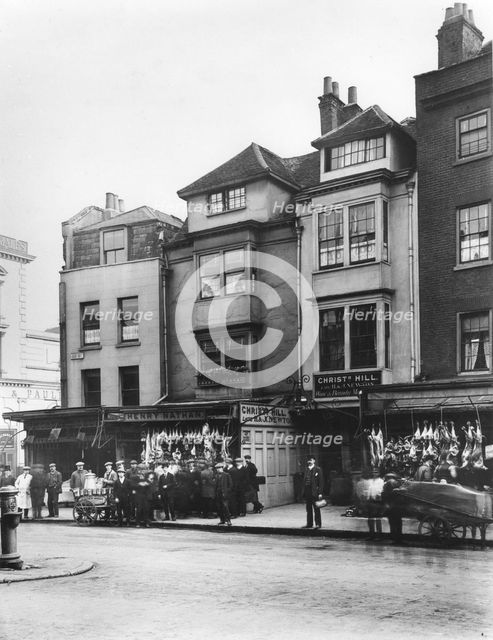 Jewish butcher's, Aldgate High Street, London, c1905. Creator: Unknown.