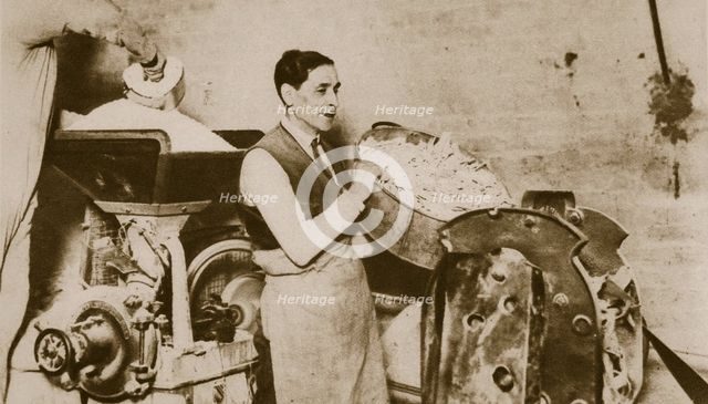 Jewish bakery preparing unleavened bread for Passover, 20th century.  Creator: Unknown.