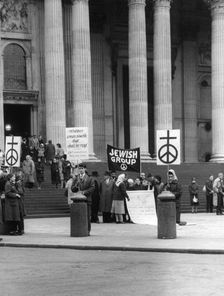 Jewish CND group at St Paul's Cathedral, London, 27 March 1964. Creator: EH Emanuel