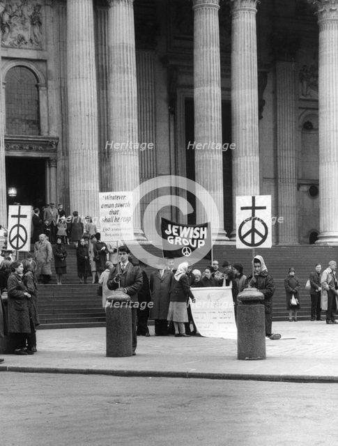 Jewish CND group at St Paul's Cathedral, London, 27 March 1964. Creator: EH Emanuel.