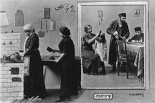 Jewish family preparing for Shabbas, Poland, early 20th century. Creator: Unknown