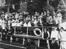 Jewish Free School staff outing on the River Thames, c1910. Creator: Unknown