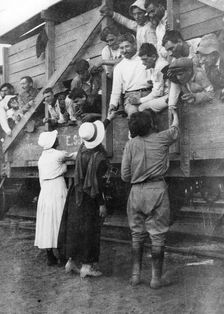 Jewish Legion volunteers bid farewell to relatives and friends, World War I, 1915-1918. Creator: Unknown