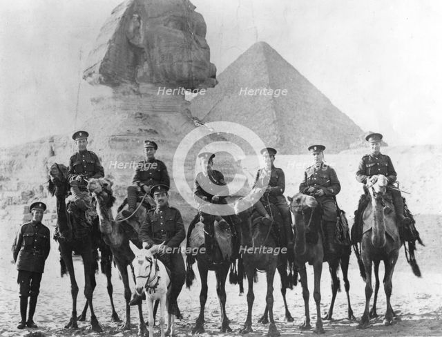 Jewish Legionaries on camels, Gizeh, Egypt, World War I, 1915-1918. Creator: Unknown.