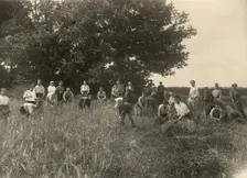 Jewish Pedagogical College and Agricultural School - At field work/Barley is..., Minsk, 1922-1923. Creator: Unknown