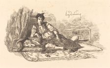 Jewish Woman of Algiers (Juive d'Alger et une rue à Alger), 1838. Creator: Eugene Delacroix