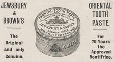 Jewsbury & Browns Oriental tooth paste, 1898
