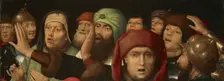Jews and Roman soldiers. (Fragment of a Mocking of Christ), 15th century. Creator: Memling, Hans (1433/40-1494)