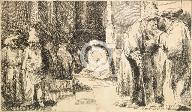 Jews in the Synagogue. Artist: Rembrandt van Rhijn (1606-1669)