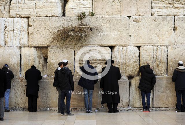 Jews praying at the Western Wall, Jerusalem, Israel, 2013. Creator: LTL.
